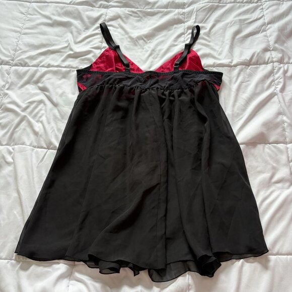 Womens Red Black Nightie Lingerie Babydoll Grunge Vampire Valentines 90s Sexy - Picture 5 of 6